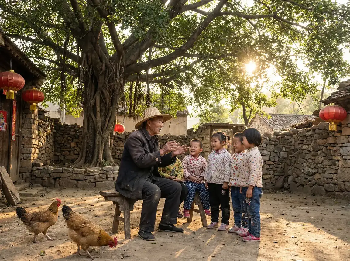老人在大榕树下给孩子们讲故事 - 国色天香直播在线观看 乡村记忆